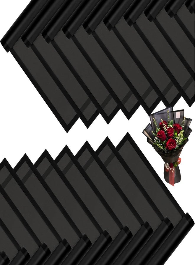 DEWJDFSC 20 Sheets Flower Wrapping Paper,Waterproof Floral Korean Bouquet Wrapping Paper, Florist Supplies, Suitable for Flowers Gift Packaging (Black) - Image 1